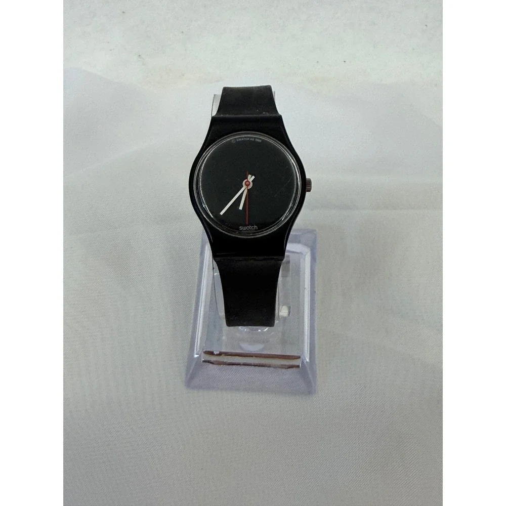 Vintage 1986 Swatch GB105 Black Out Watch Swiss Made Minimalist Black Analog - Picture 2 of 7